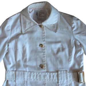 Vintage London Fog Coat Womens 12 White Belted Trench Rain Caribe Cloth 60s‎